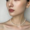 5-6mm Super Bright Near Round Freshwater Pearl Choker Necklace with Micro-Flaws