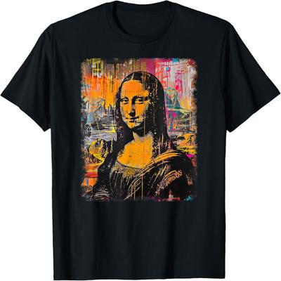 Abstract Graffiti Art Leonardo Da Vinci Art Mona Lisa T-Shirt(3)