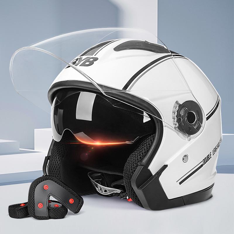 Dual Visor Ventilated Half Helmet for Men & Women – Electric Vehicle & Motorcycle Use