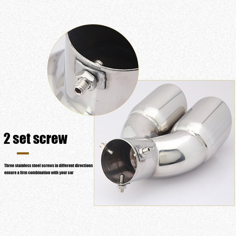Car Bent Dual Exhaust Tip 3 Inch ID Inlet Rolled Edge Slant Cut Stainless Steel Square End One Change Two Double