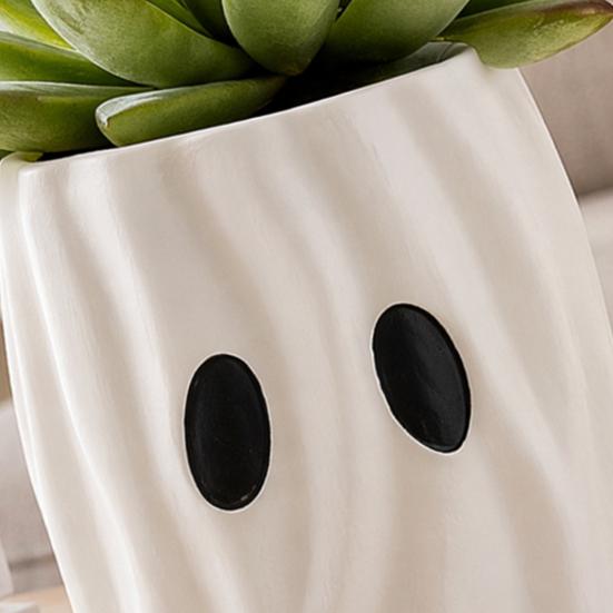 Ghost Planter Planter, Halloween Shaped Bucket, Cute Desktop Candy Whimsical Home Ornament Bowl for Office Shelf, Indoor Party Decor Small Resin Plant