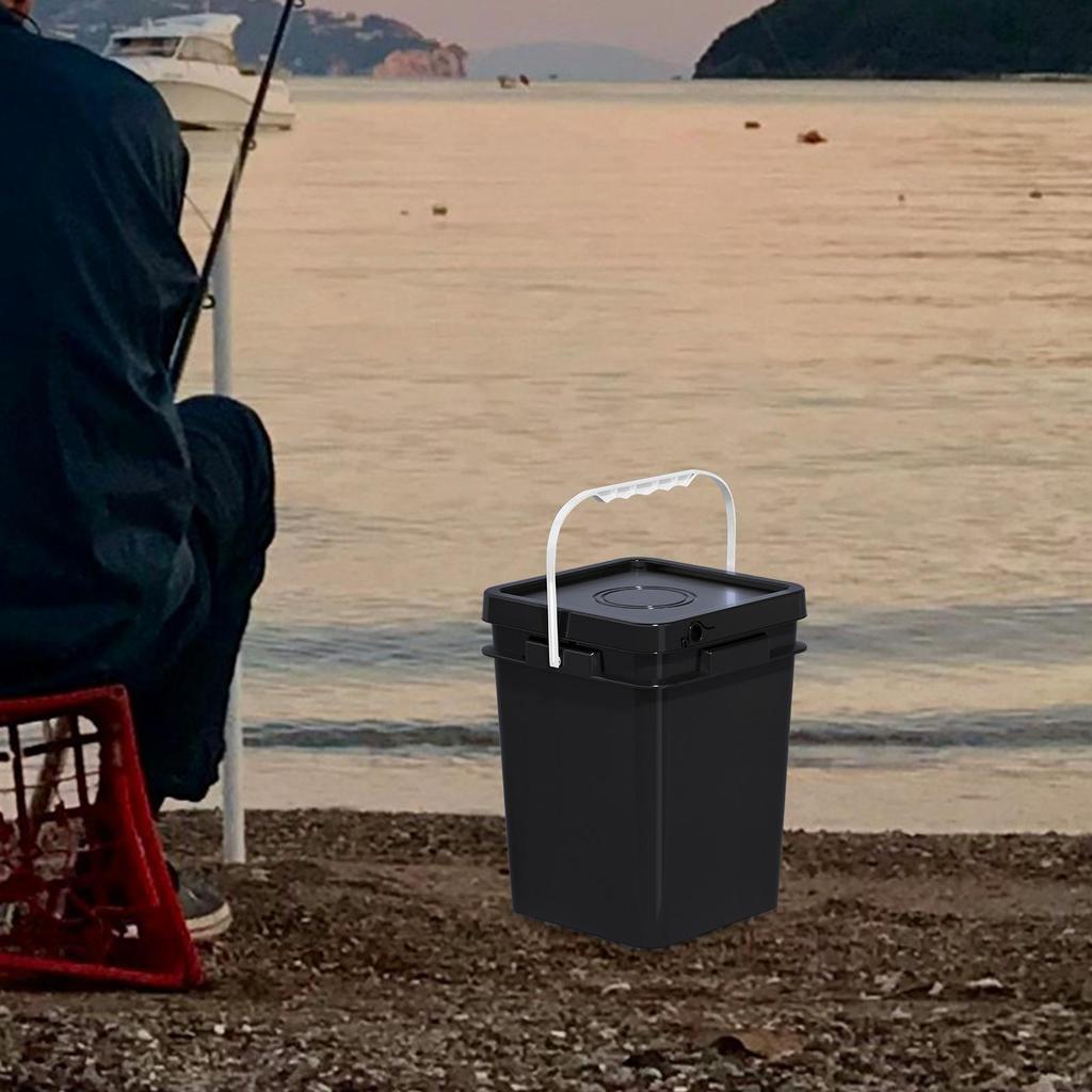 Empty Stackable Square Pail with Lid, Useful in Industrial Settings and Beyond