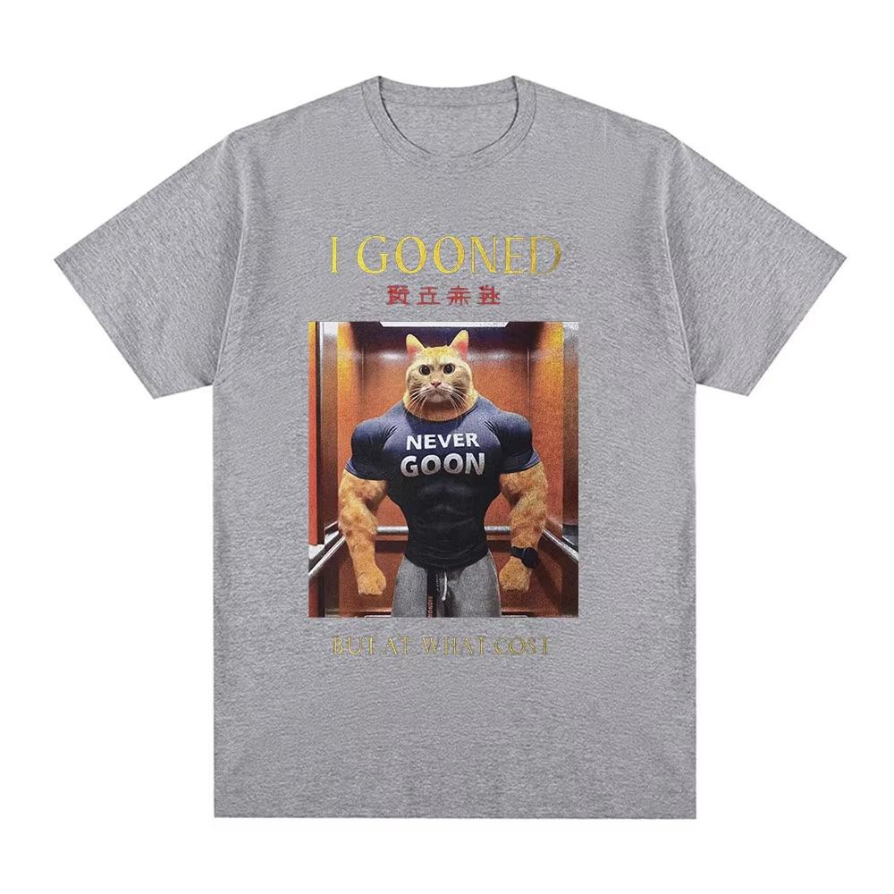 Neues Lustiges Japanisches Gooning Meme 100% Baumwolle Unisexs Rundhals T-Shirt I Gooned But At What Cost Grafik Damen Kurzarm T-Shirt
