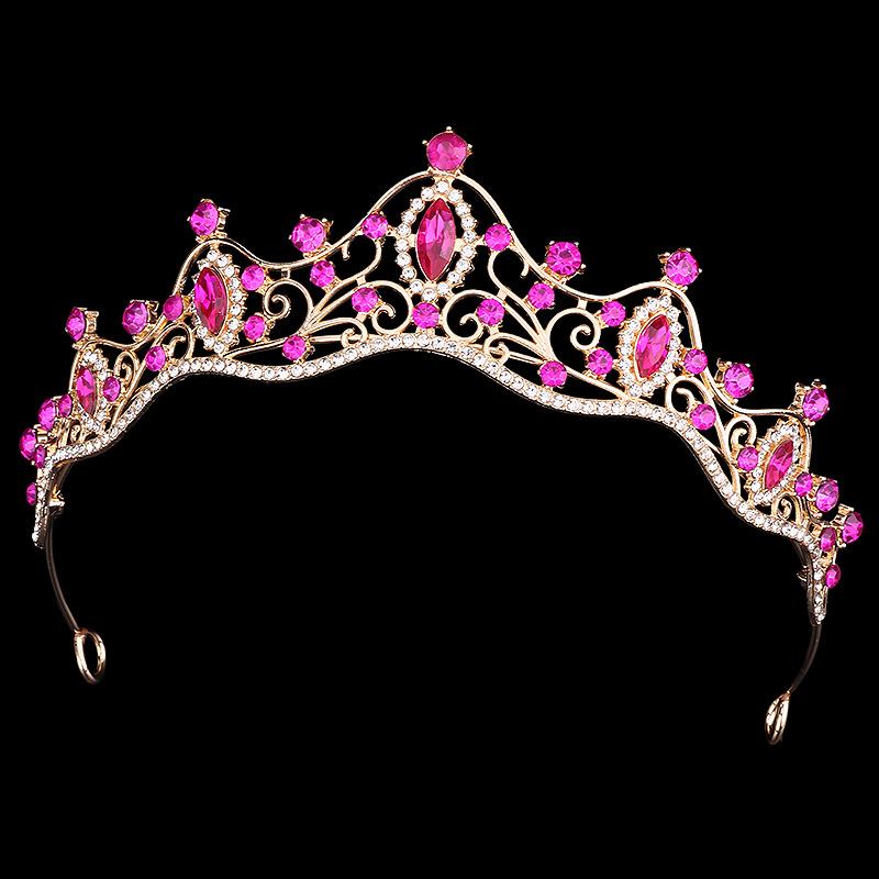 Couronne Rétro Mariée Fille Princesse Couronne d'Anniversaire Alliage Strass Bandeau Accessoires Robe de Mariée