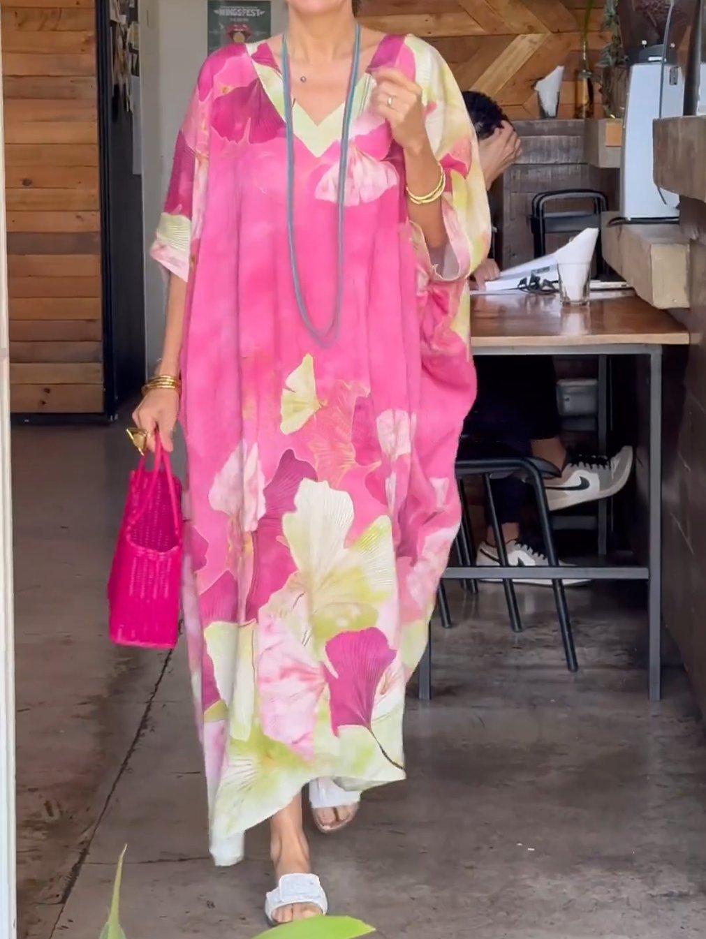 

Женское цветочное платье макси с богемным принтом, летнее платье без рукавов S розовый