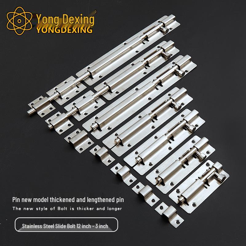 Stainless Steel Surface-Mounted Door Bolt - Anti-theft, Available in 3, 4, 5, 6, 8 inches - For Doors & Windows