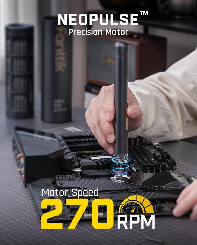 Fanttik E2 Ultra Cordless Mini Electric Screwdriver with Precision 50 Magnetic and Magnetic Storage Case for and Other Repair Tools 0.6N.m 5-Level