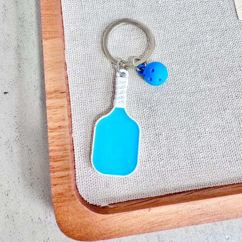 1Pcs Sporty Women'S Key Holder Bag Pendant 3D Metal Pickleball Racket Keychain Couple'S Best Friend Small Gift
