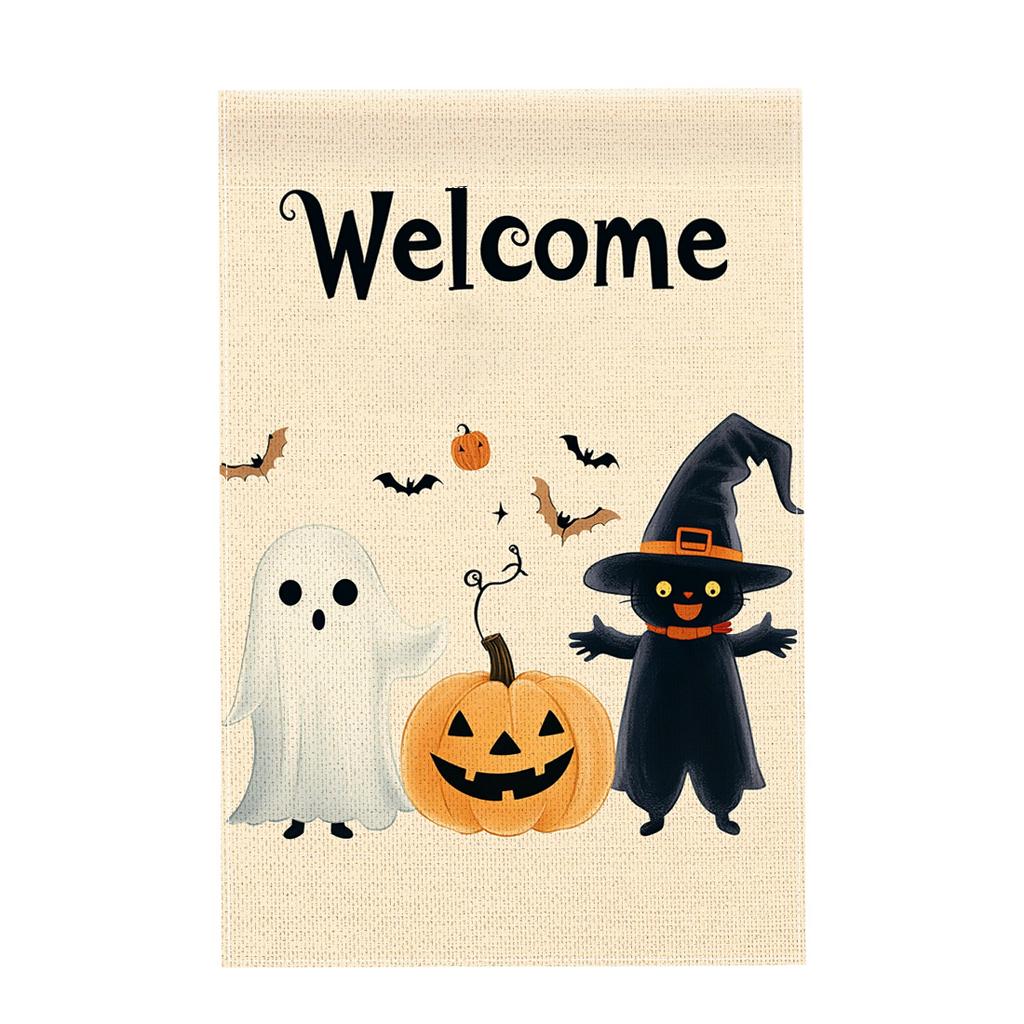 Halloween Garden Flag Pumpkin Ghost Witch Halloween Flags Double Sided Funny Yard Decoration for Outdoor Welcome