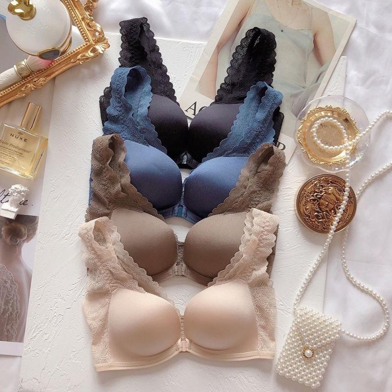 Lingerie Front Buckle Small Breasts Gathered Beauty Back Without Steel Ring Lace Side Collection Adjustable Top Support Collect Side Breasts Bra