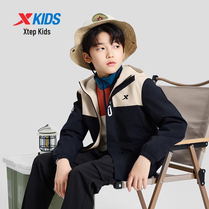 XTEP Kids' Hooded Windproof Soft Shell Jacket