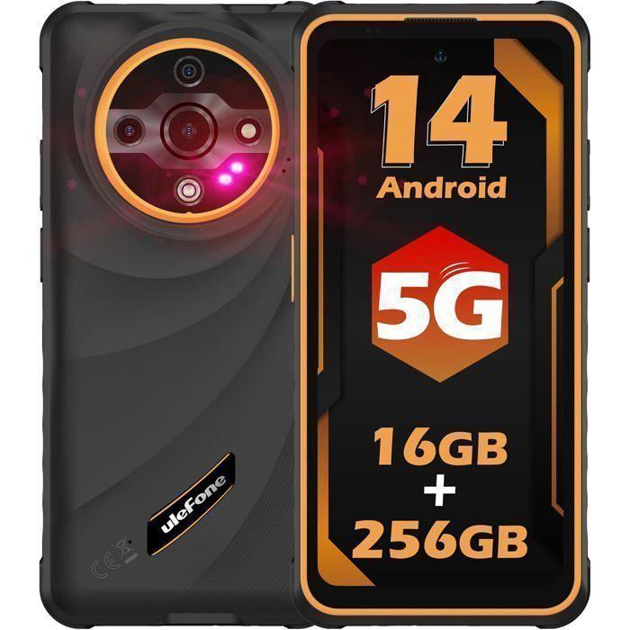 Ulefone Armor X31 Pro Téléphone Portable Incassable 5G 16Go+256Go 6,56" 120Hz 6050mAh 64MP Smartphone Robuste Dual SIM/NFC Orange