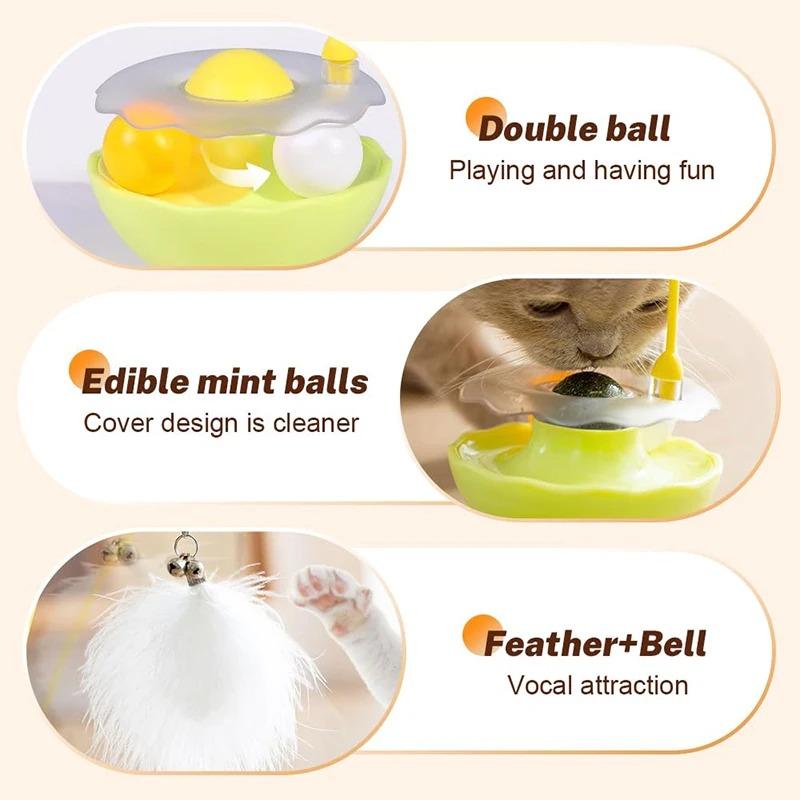 Tumbler Feather Cat Toy Automatic Interactive Teasing Stick Cat Mint Feather Bell Rotation Self Relaxing Cat Exercise Supplies