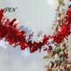 Soft Material Holiday Embellishment 78 Inch Red Christmas Tinsel Garland, Shiny Metallic Foil Twist Garland Tear Resistant Ribbon with Snowflake