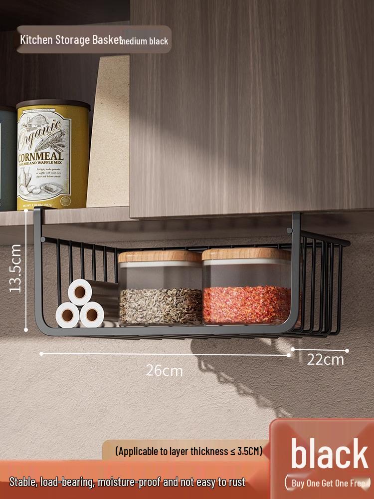 Layered Hanging Kitchen Storage Basket for Dormitory and Under Cabinet Use