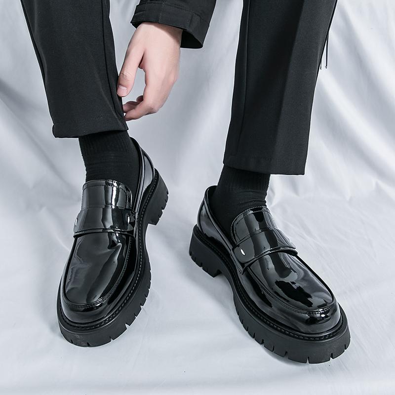 Fashion Fashion High-quality Loafers Men Round Head Shoes Business Formal Designer Leather Shoes Slip-on Thick Soled Party Wedding Shoes
