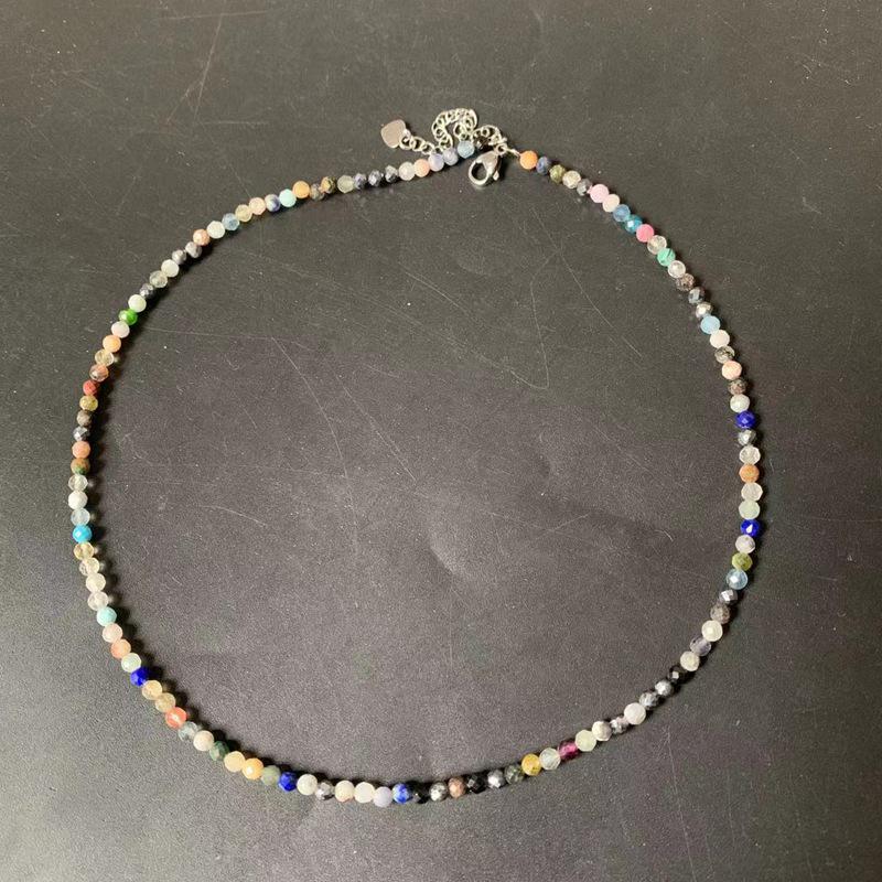 3mm Faceted Natural Stone Necklace with Citrine, Agate, Tourmaline, and Moonstone Beads