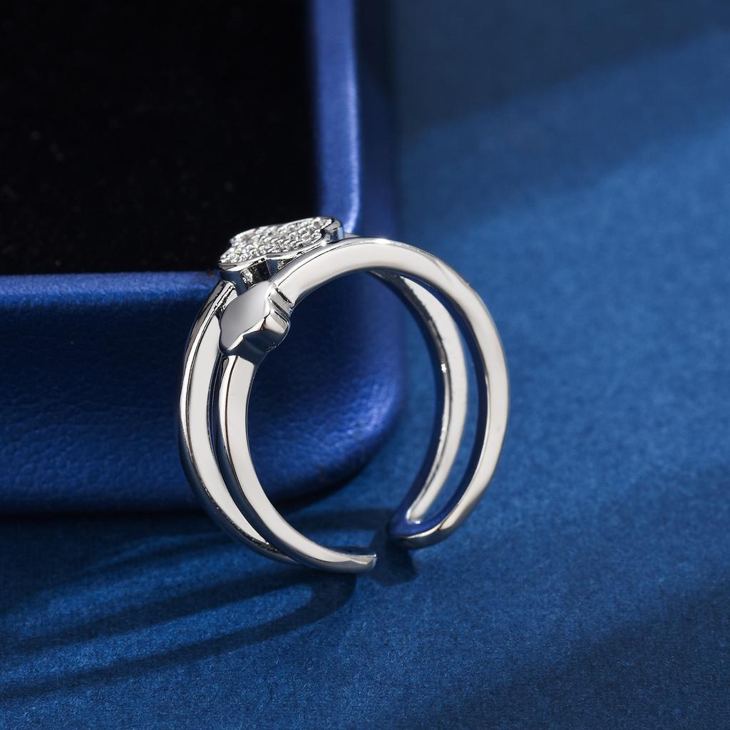 New Arrival Four-leaf Clover Ring High-end Luxury Zircon Open Ring