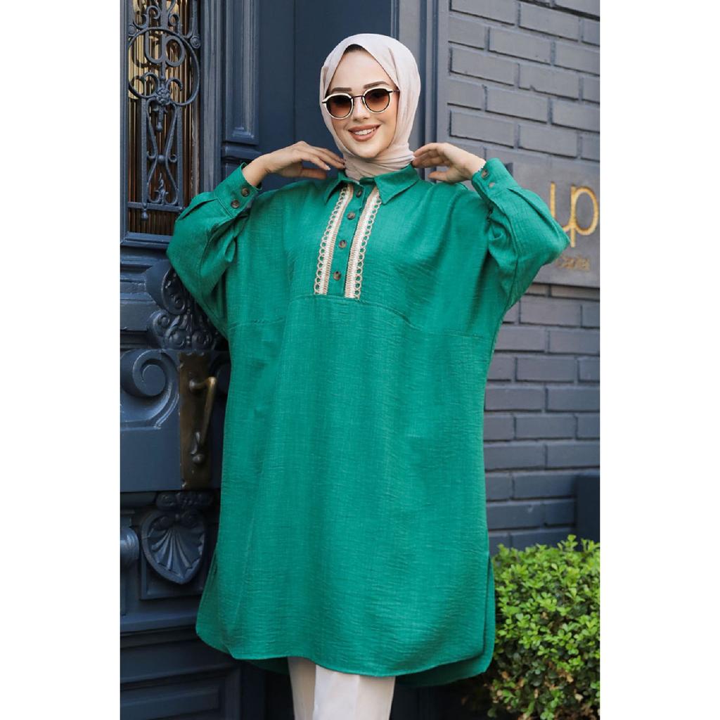 Buttoned Brown Hijab Tunic 663kh