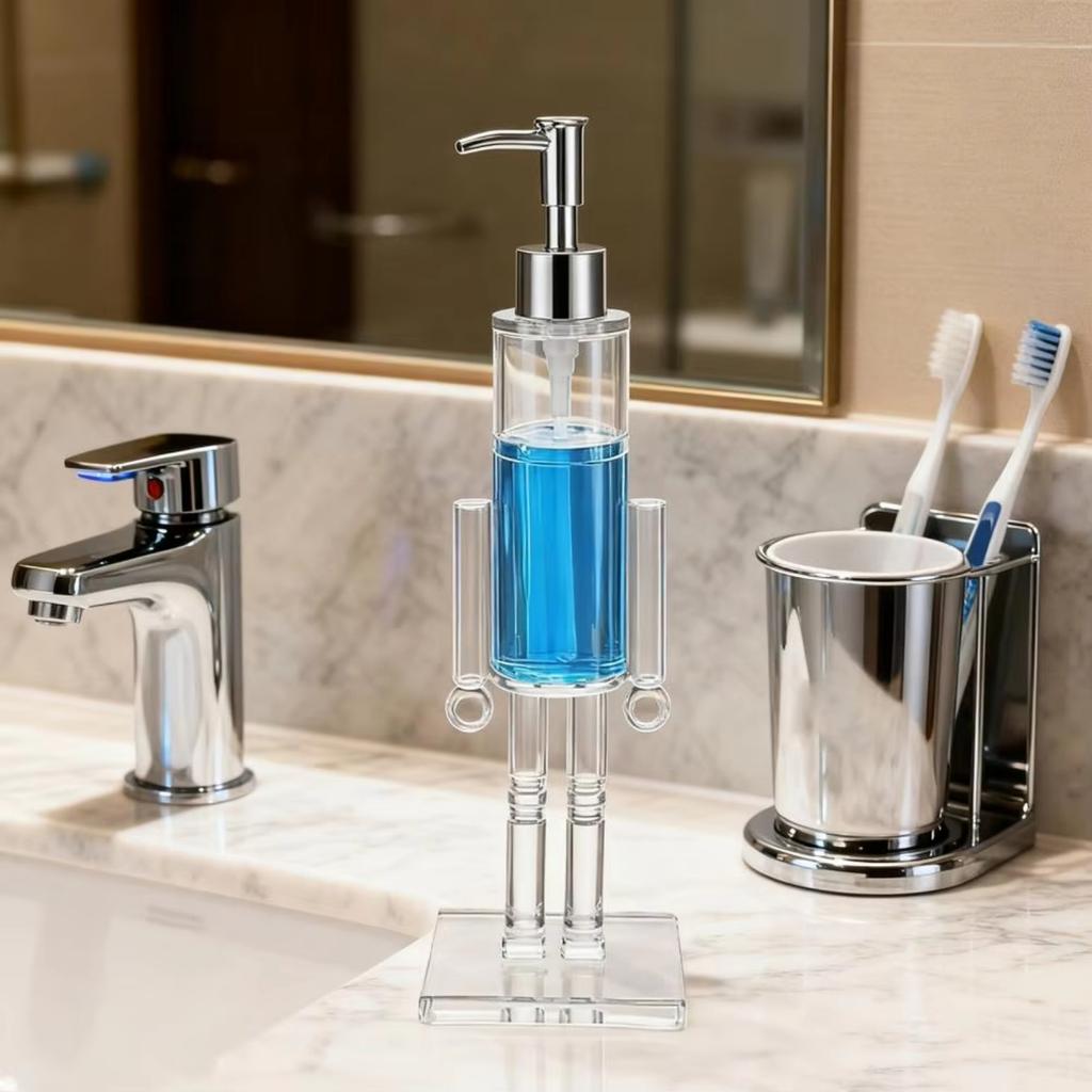 Nutcracker Soap Pump Dispenser Reusable Gel Liquid Container Transparent Lotion Bottle For Kitchen Hotel Home Countertop