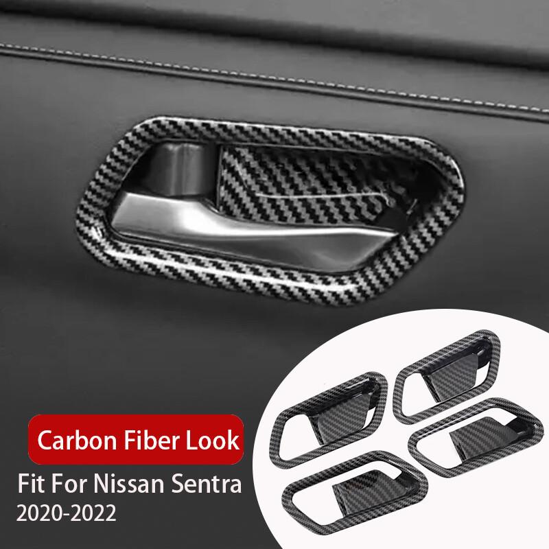 Carbon ABS For Nissan Sentra 2020-24 2023 Car Inner Door Handle Bowl Cover Trim
