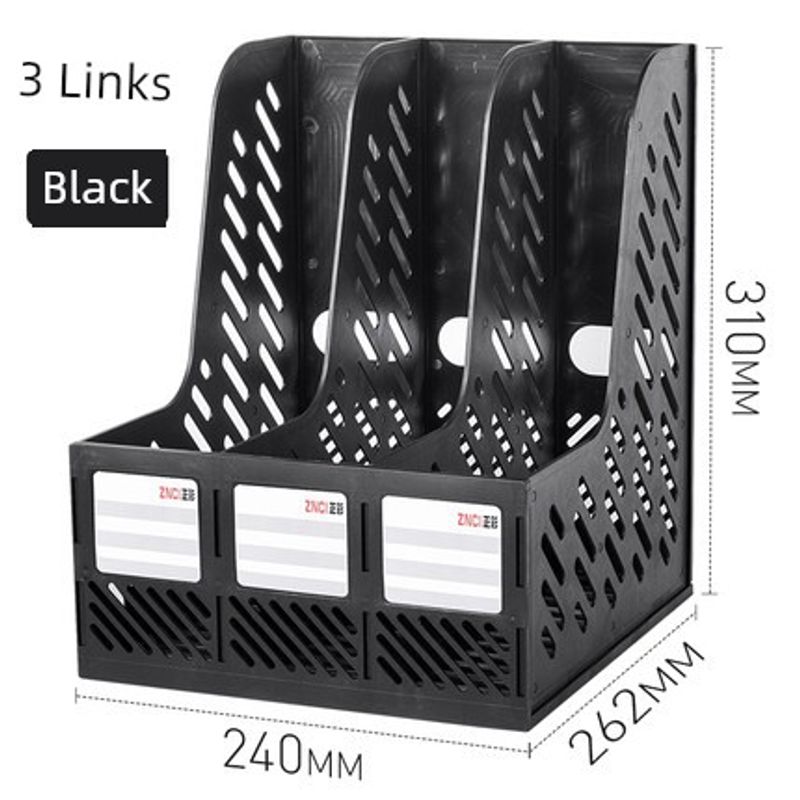 

File Rack Desktop Office Storage A4 Folder Multi-Layer Multi-Functional Document Rack Student Three-Layer Plastic Rack Black Triple-Layer Thickened