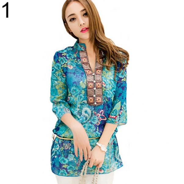 Ethnic Loose Chiffon Blouse T-shirt 