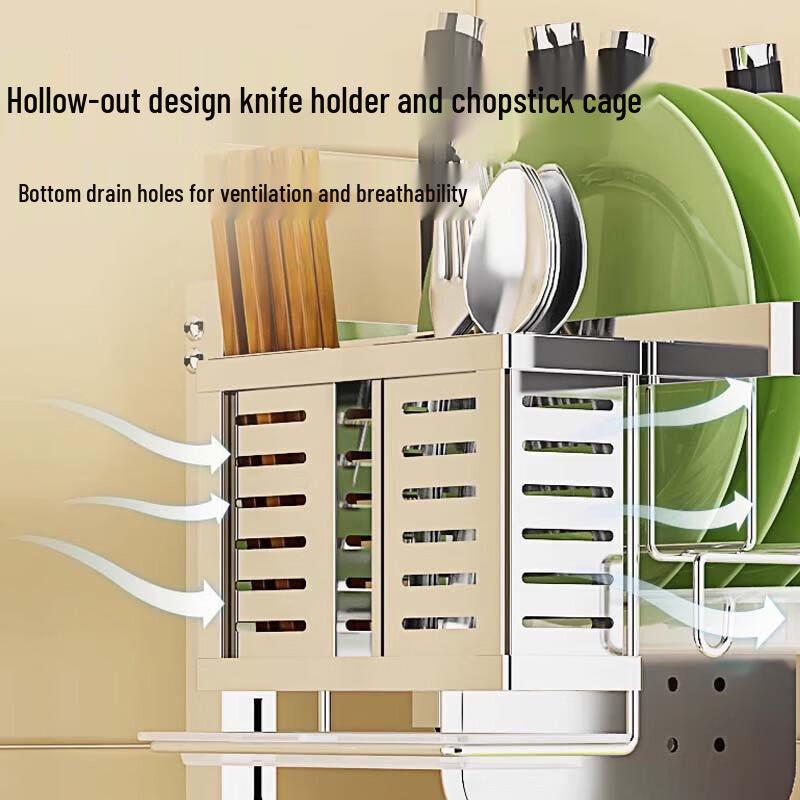3-Tier Carbon Steel No-Punch Countertop Dish Rack