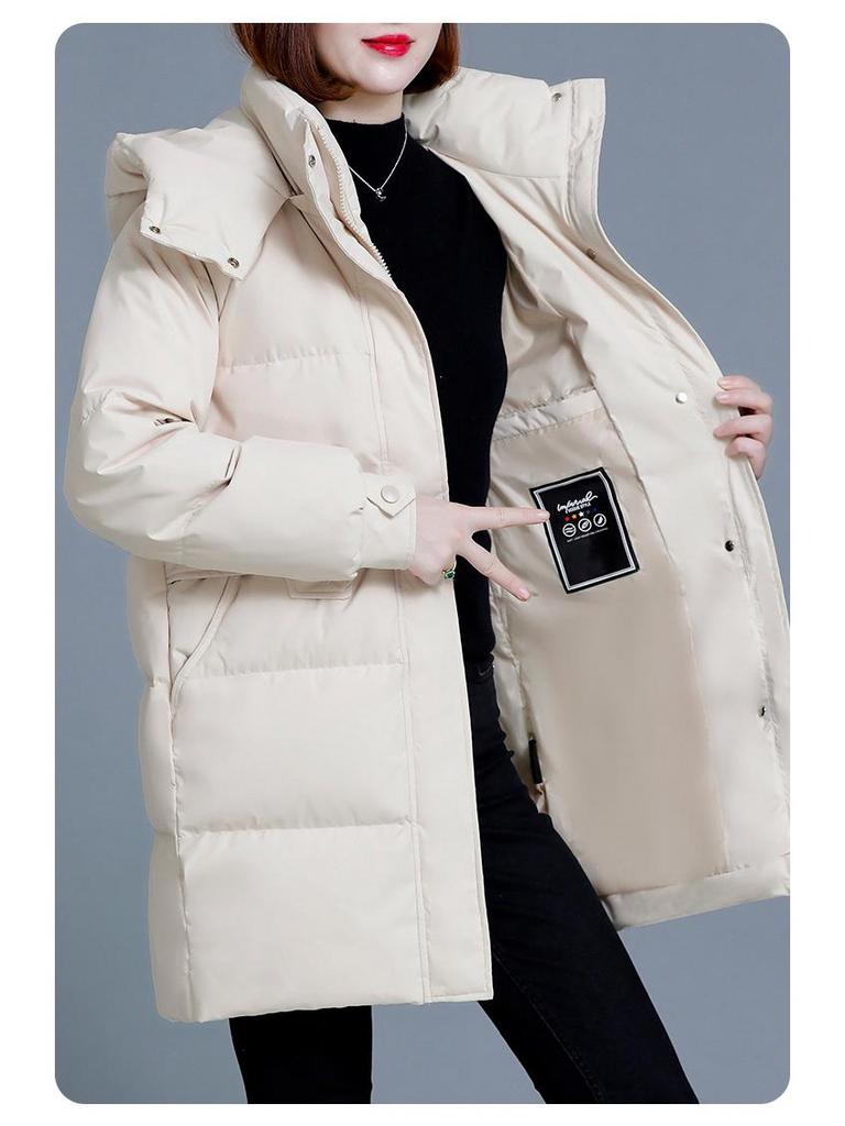 Women's Mid-length Quilted Cotton Coat: 2024 Winter Loose Plus Size, Thickened & Padded Jacket