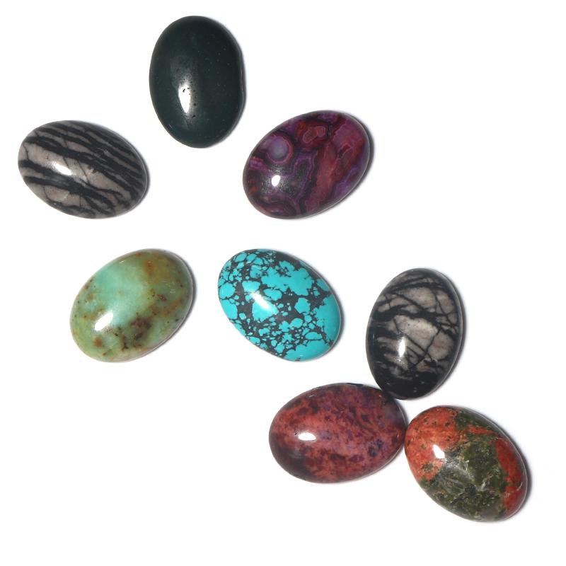 2pcs18x15mm Natural Stone Cabochon Beads Agate Turquoise Flatback Shape DIY Cabochon Setting Beads For Jewelry Making Finding
