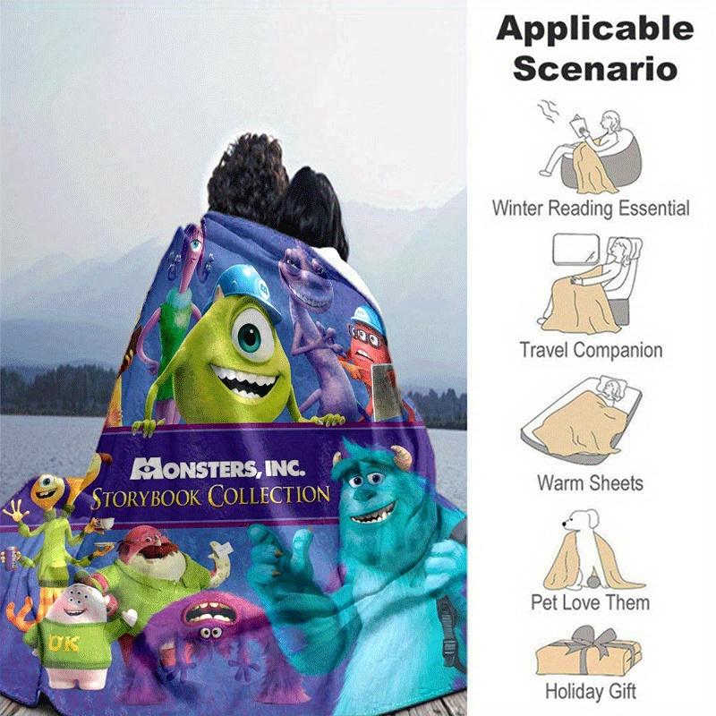 1pc Monsters, Inc Printing Blanket - Soft, All-Season Throw for Living Room, Bedroom,Personalized Gift with Adorable Cartoon Design