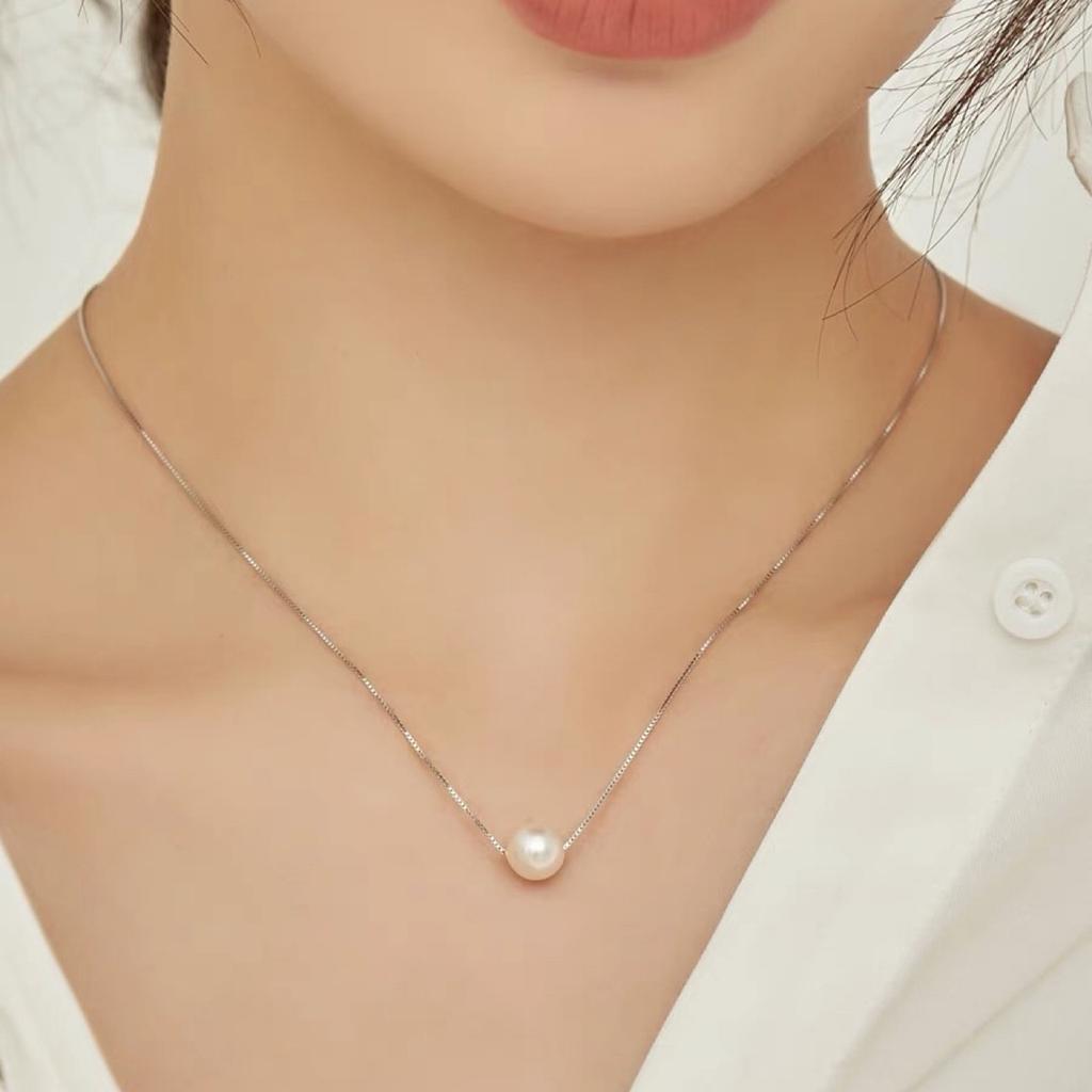 S925 Gold-plated Classic Single Natural Freshwater Pearl Necklace Simple Niche Clavicle Chain Adjustable Versatile Gift