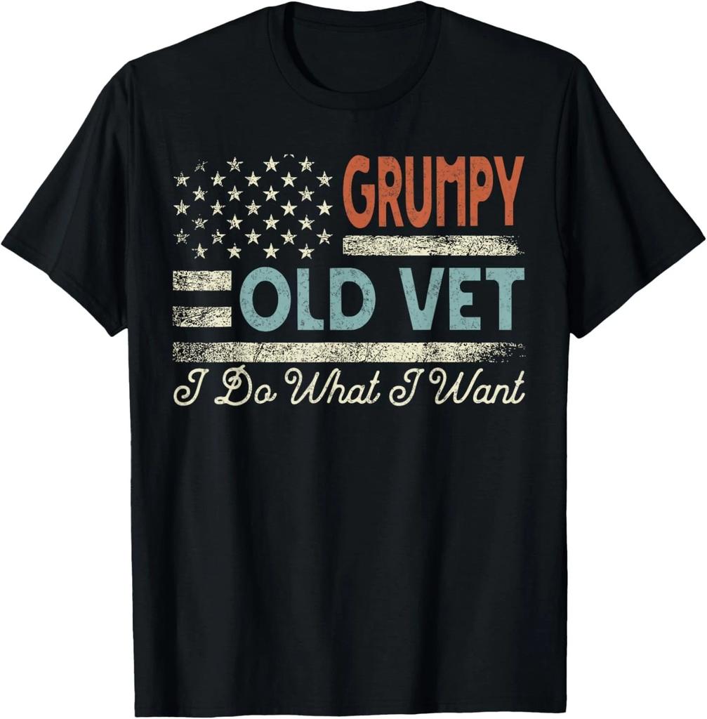Grumpy Old Vet I Do What I Want Funny Retro Military Veteran Gift Unisex T-Shirt