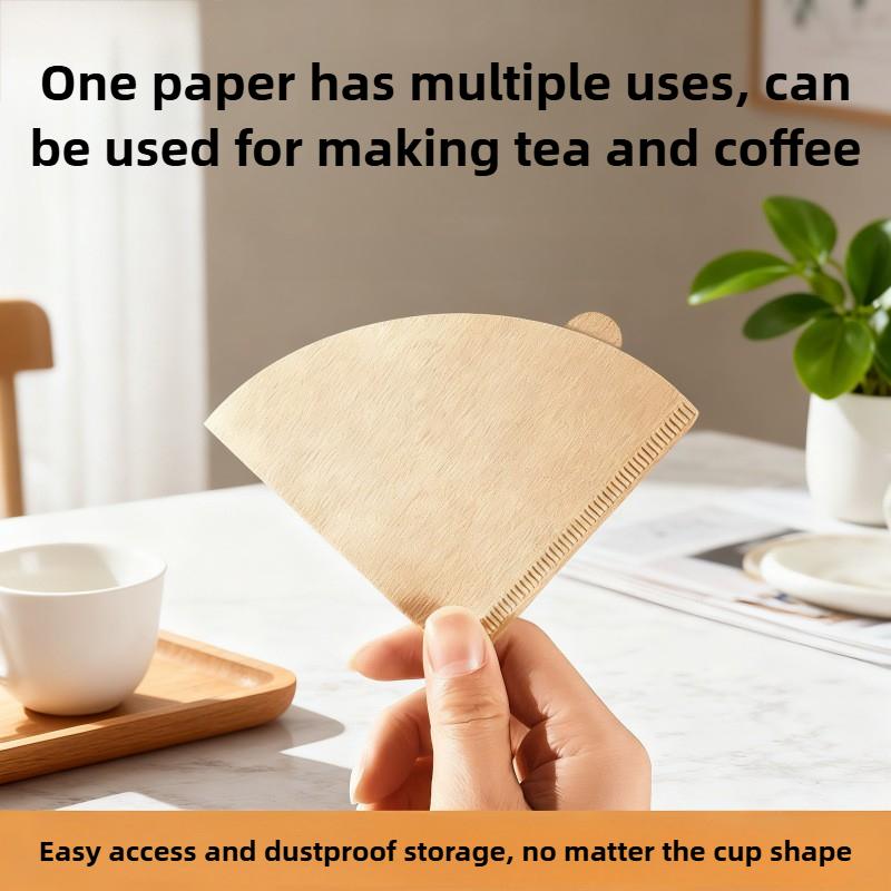 100pcs V02 Hand Brewed Coffee Filter Paper Virgin Wood Pulp Disposable for 1-4 People Cone Drip Coffee