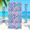 Swimming Bath Towel Microfiber Mermaid Fish Scale Pattern Thin Absorbent Extra Large Towel for Swimming Camping Yoga Bath Sports