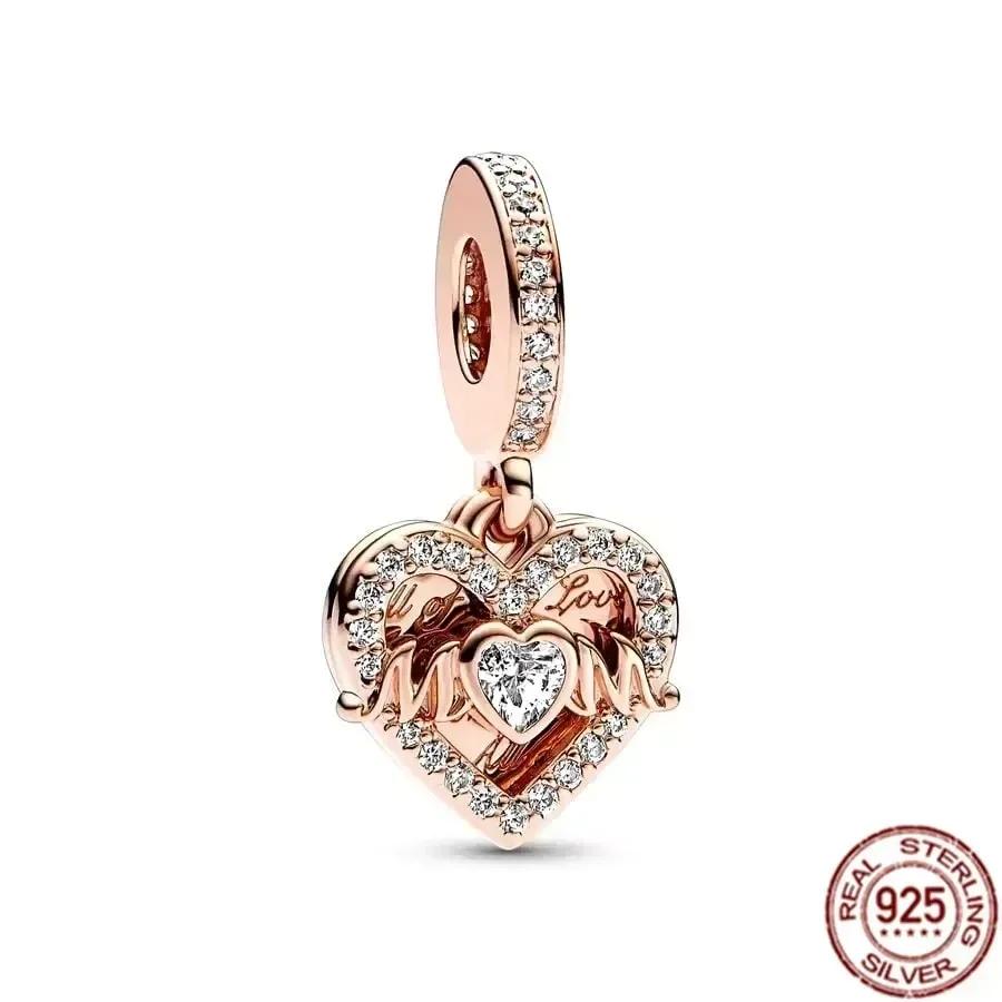 Fine Jewelry Rose Gold Family Tree Animal Mother Flower Original Copper Beads Charms For Necklace Diy Bracelet Women Gift