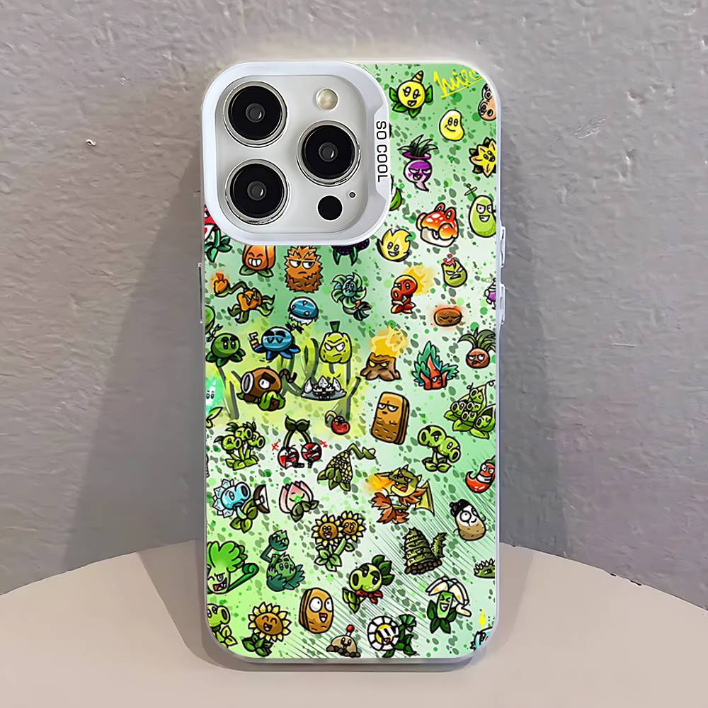 P-Plants Vs Zombies Game Phone Case For iPhone 12,16,17,14,13,15,11,Pro,XS,Max,Plus,Mini,SE4,E White Matte Shockproof Cover