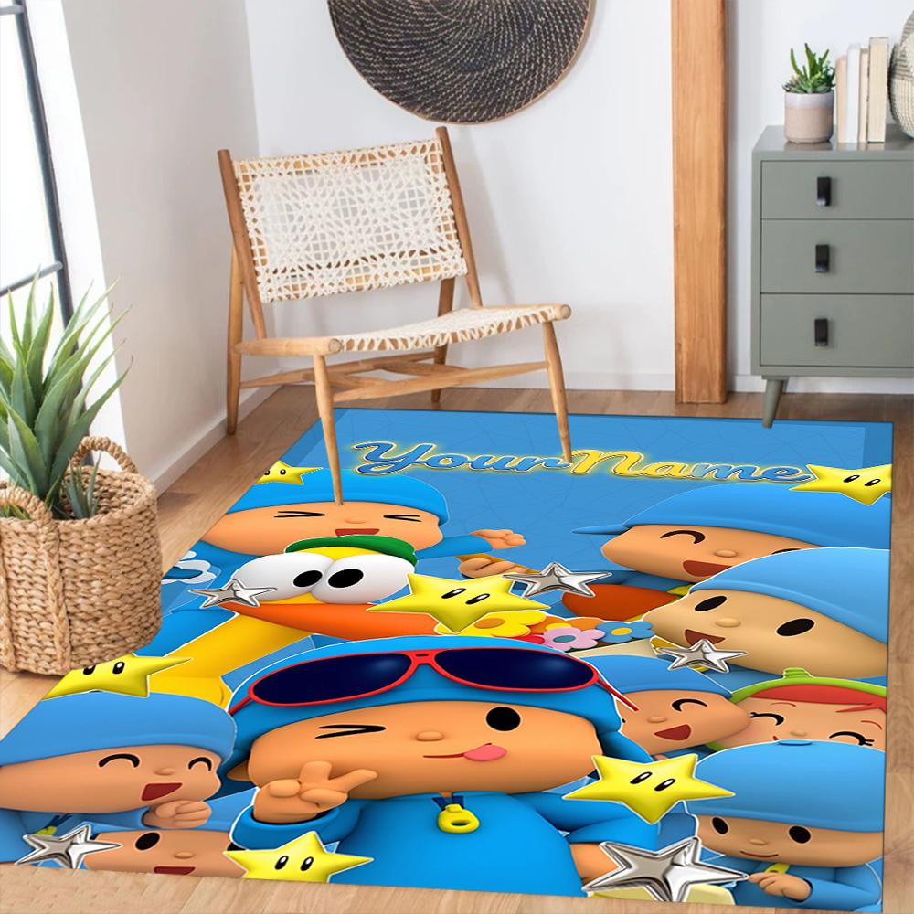 Alfombra Personalizable con Nombre de Pocoyó Adecuada para Exteriores Dormitorio Entrada Pasillo Alfombra Antideslizante Decorar Oficinas Regalo para Festivales