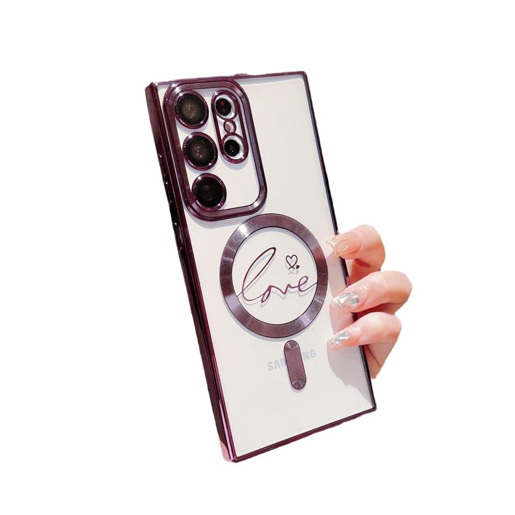 Electroplated Magnetic Transparent Love Mobile Phone Case Is Suitable for Samsung S24ULTRA Lens Film S24 Advanced Sense S23FE