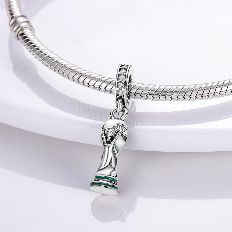 Copper Love Football Cup Charms Bead Family Travel Beer Sport Pendants Fit Bangle Bracelet Necklace Jewelry