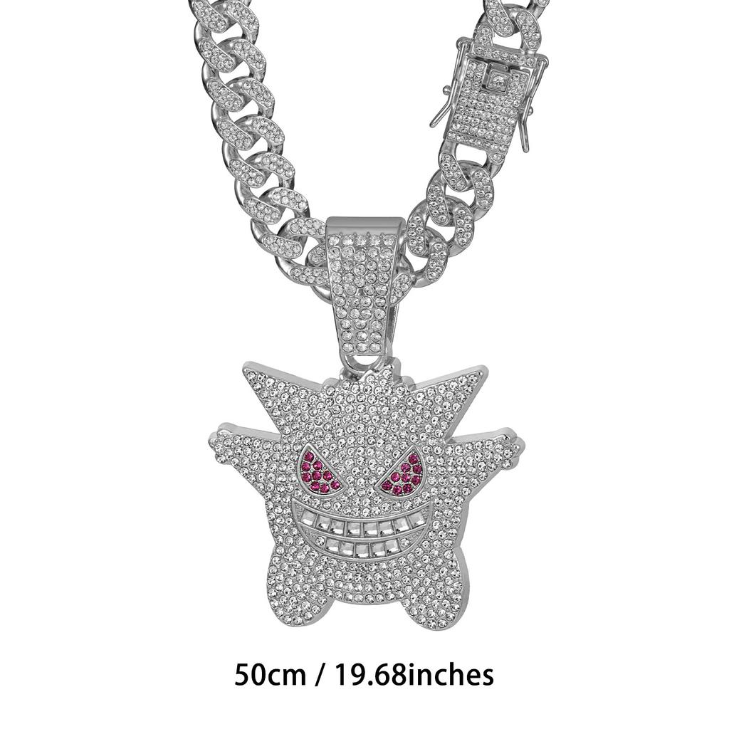 Hot-selling Anime Gengui Elf Diamond-encrusted European and American Style Hip-hop Cuban Chain Trendy Men's Necklace Jewelry