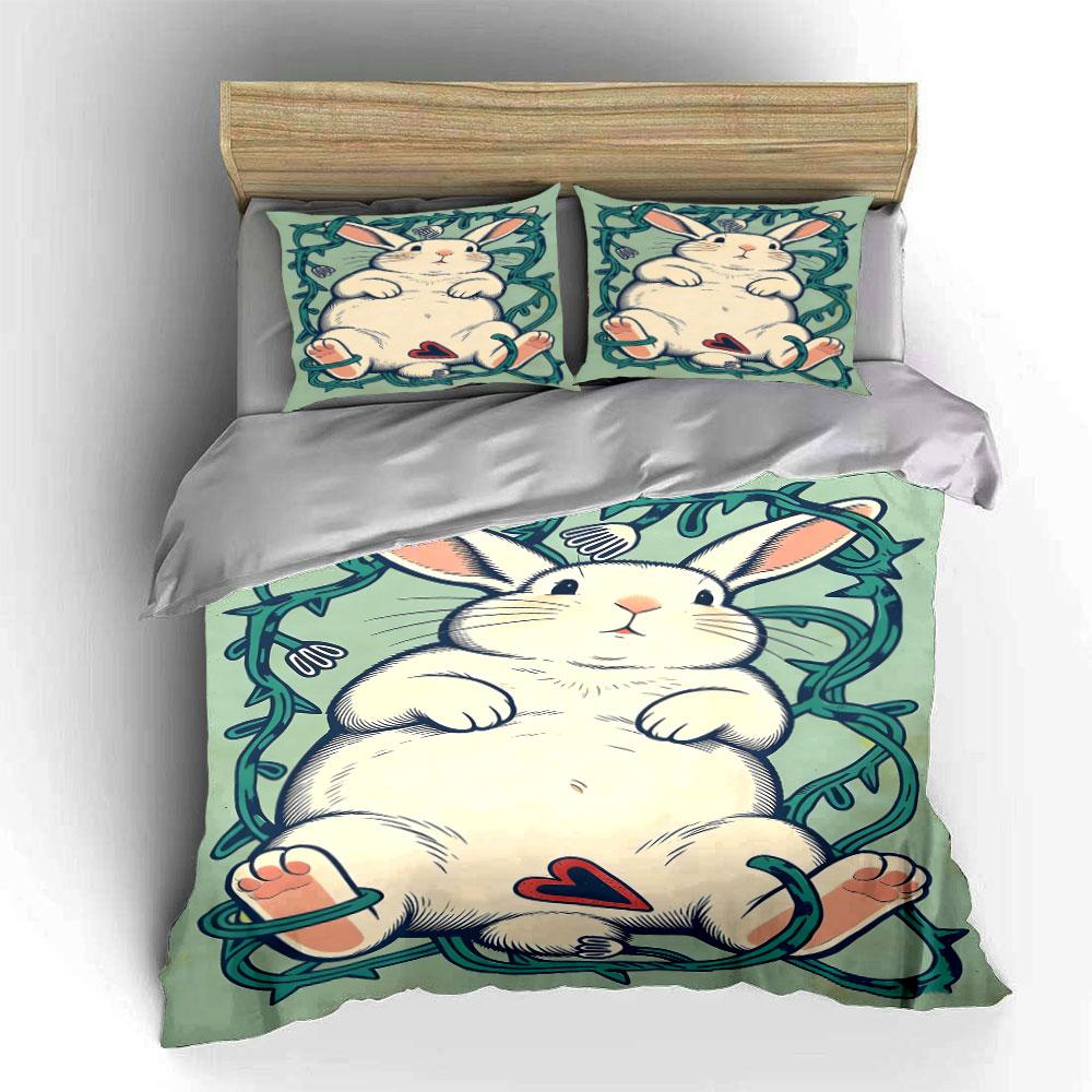White Rabbit with Vines. Bedding Sets Duvet Cover Sets Duvet Covers Pillowcases(1 * Duvet Cover 2 * Pillowcases Without Duvet Insert)