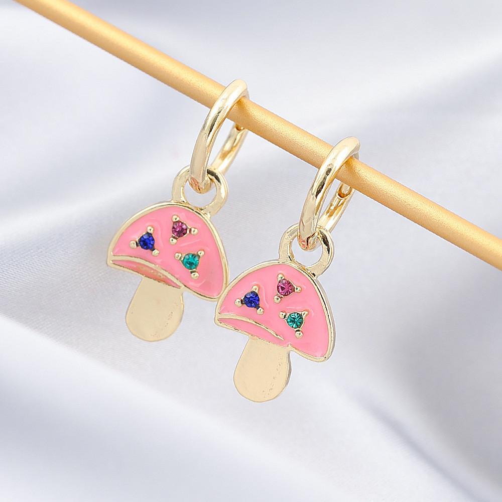 Elegant Geometric Alloy Asymmetrical Mushroom Earrings For Women In Colors Fashionable