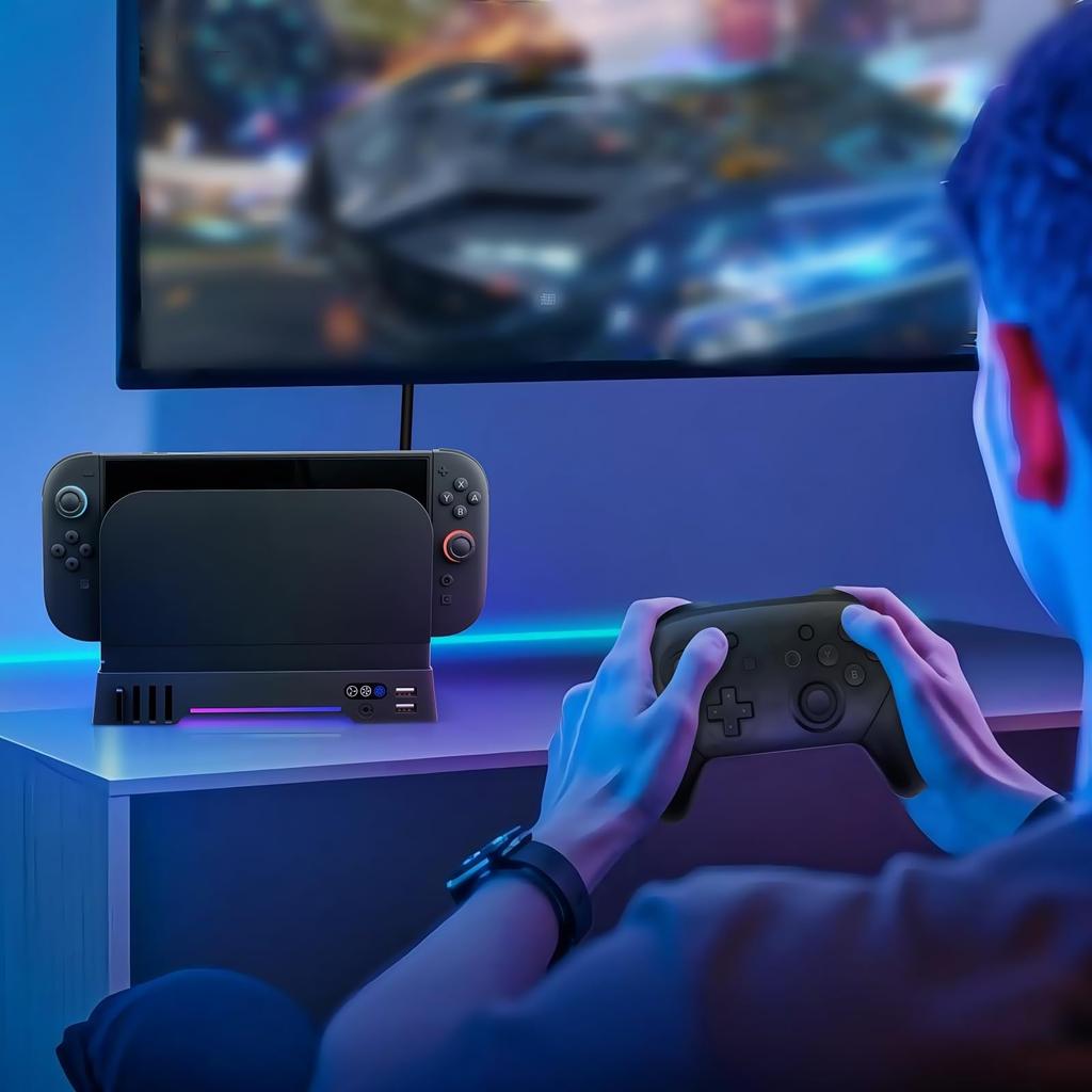 for BUPVIOOD Cooling Dock for Switch Cooling Fan with 3 Adjustable Airflow Quiet Heat Dissipation Stand for Nintendo Switch 8 Card Game Card USB Port