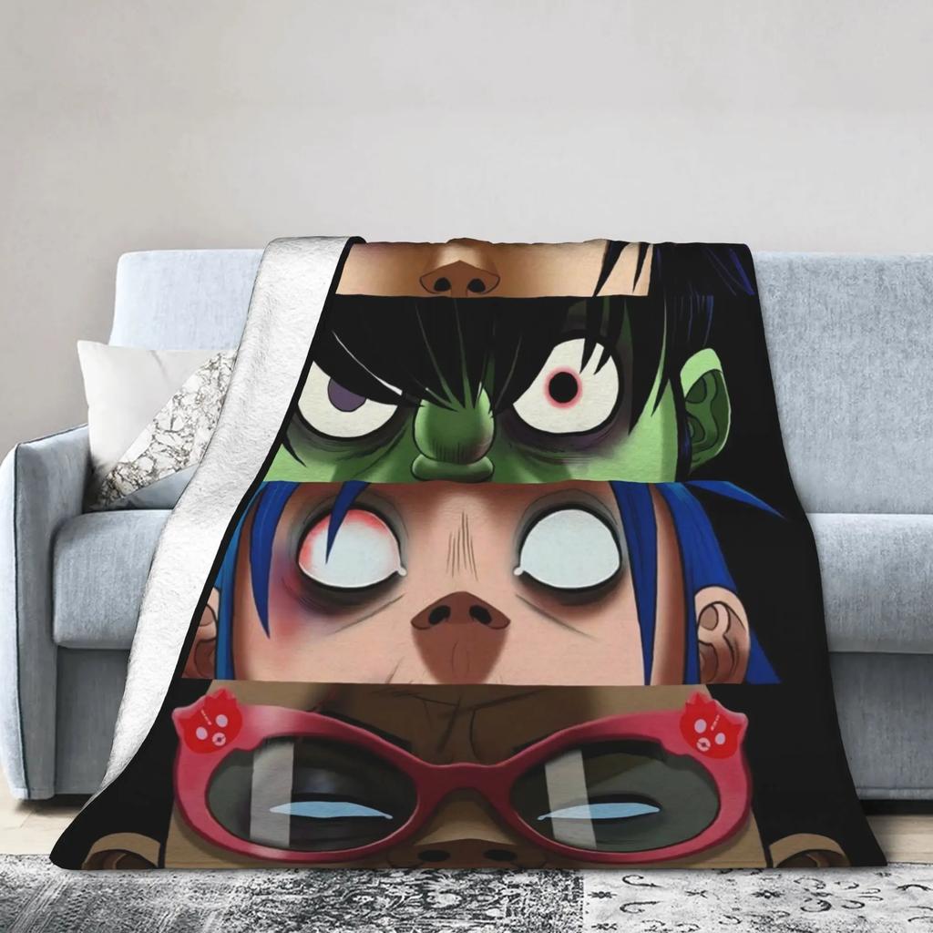 Gorillaz Music Band Plush Throw Blanket  Soft Warm Flannel Blanket for Bed Bedroom Students Novelty Gift