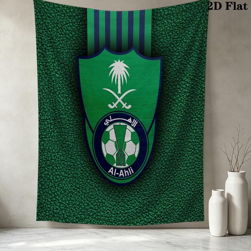 Alahli Saudi Fc Wall Tapestry Aesthetic Wall Hanging Printed Fabric Blanket Decorative Tapestries For Bedroom Living Room Home Decor