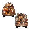 Centros de Mesa de Halloween Cartel de Madera para Mesa, Calabaza Gato Negro Fantasma Casa Encantada Placa Decorativa Manualidades de Relieve Tridimensional con Soporte,