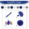 Navy Blue Silver Birthday Decorations for Men, Blue Birthday Party Supplies with Tablecloth Happy Birthday Banner Confetti Balloons Paper Pom Poms