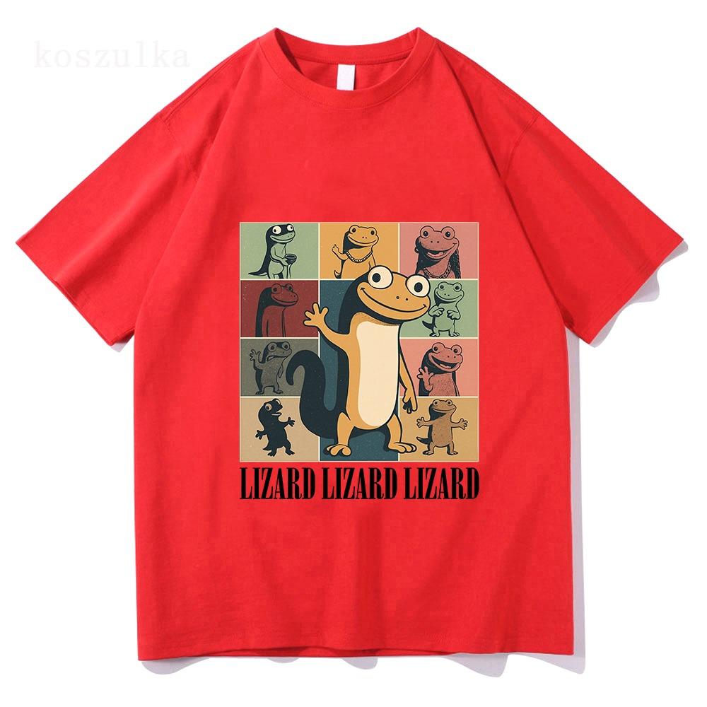 Fashion Lizard Meme Cartoon Graphic T-shirt Short Sleeve Cotton O-neck Tshirts Casual Funny Printing T Shirts Men Tees