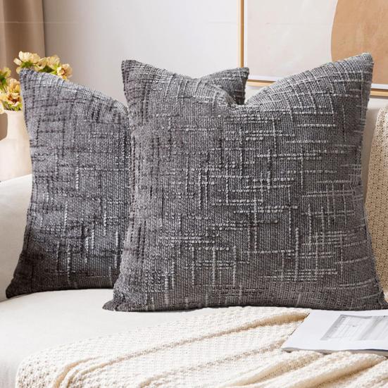 Textured Pillow Cover 18" x 18" Solid Color Throw Pillow Cover Decorative Pillow Case with Hidden Zipper for Couch Sofa Car Travel
